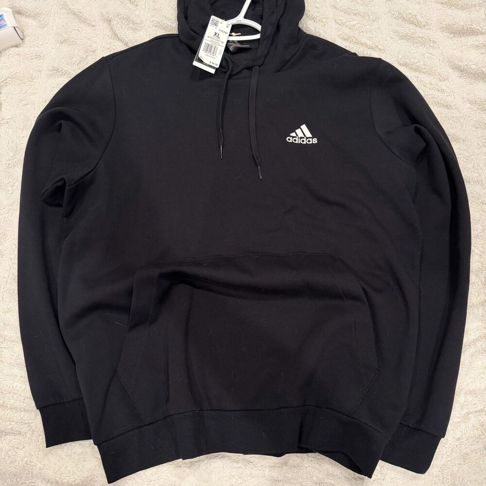adidas Essentials Feelcozy Fleece Hoodie Men’s XL Black White NWT GV5294